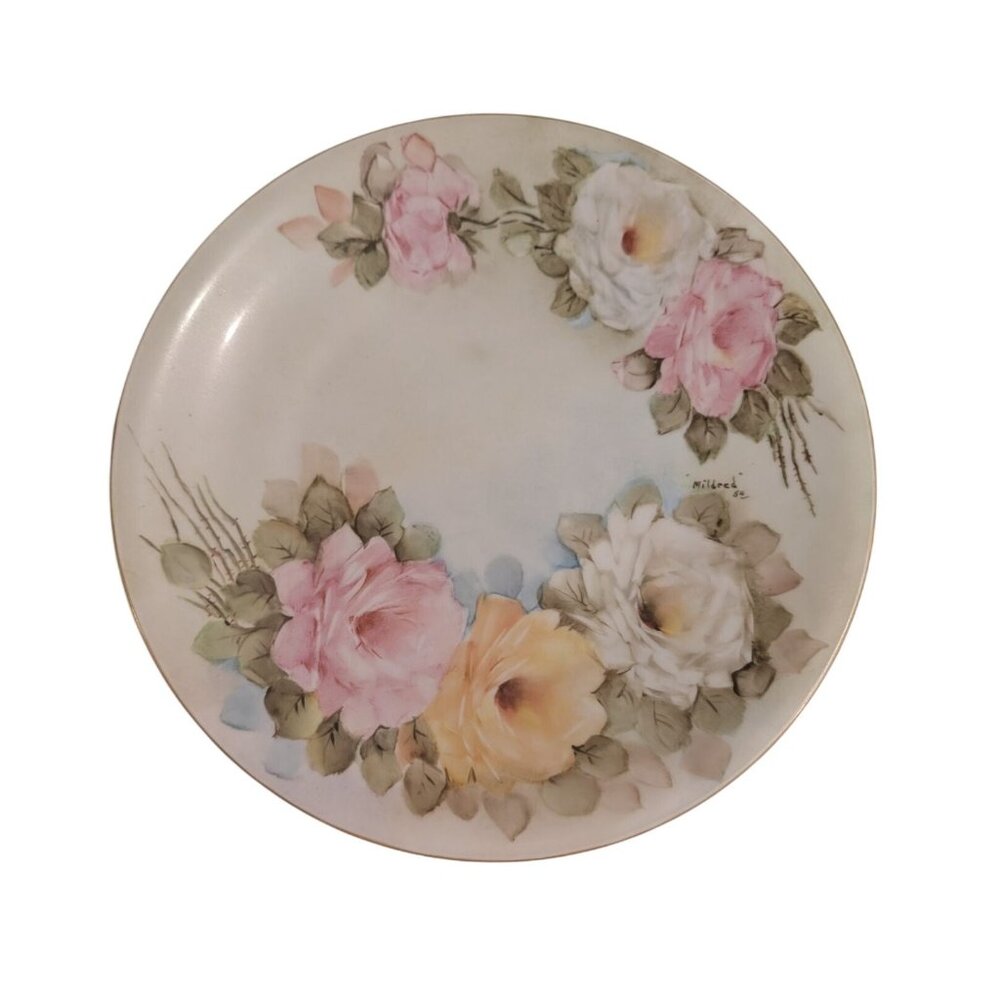 Vintage Heinrich Bavaria Floral Plate by Mildred 1954